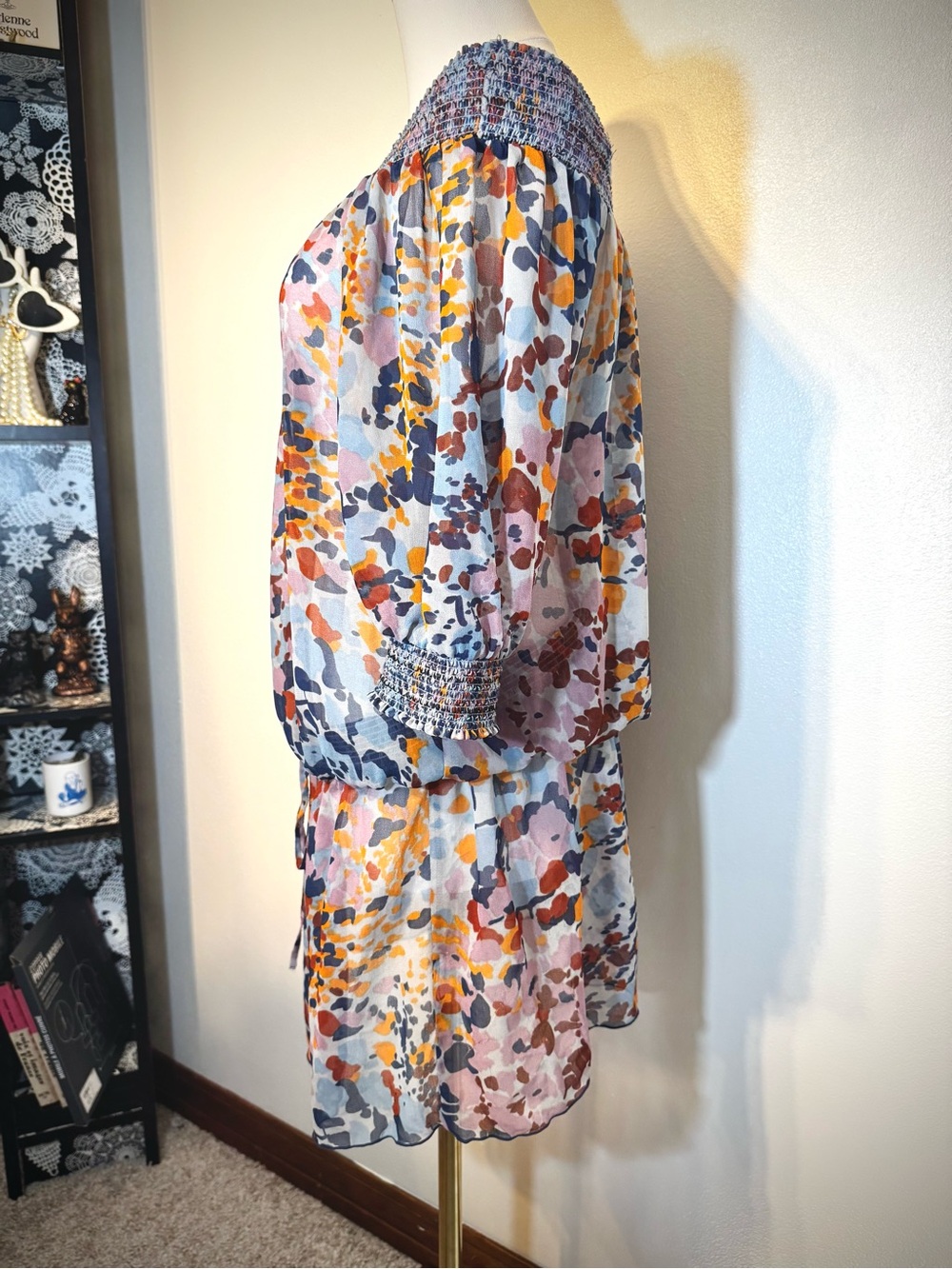 Kensie Multicolor Splash Print Off-Shoulder Mini Dress - Picture 4 of 7